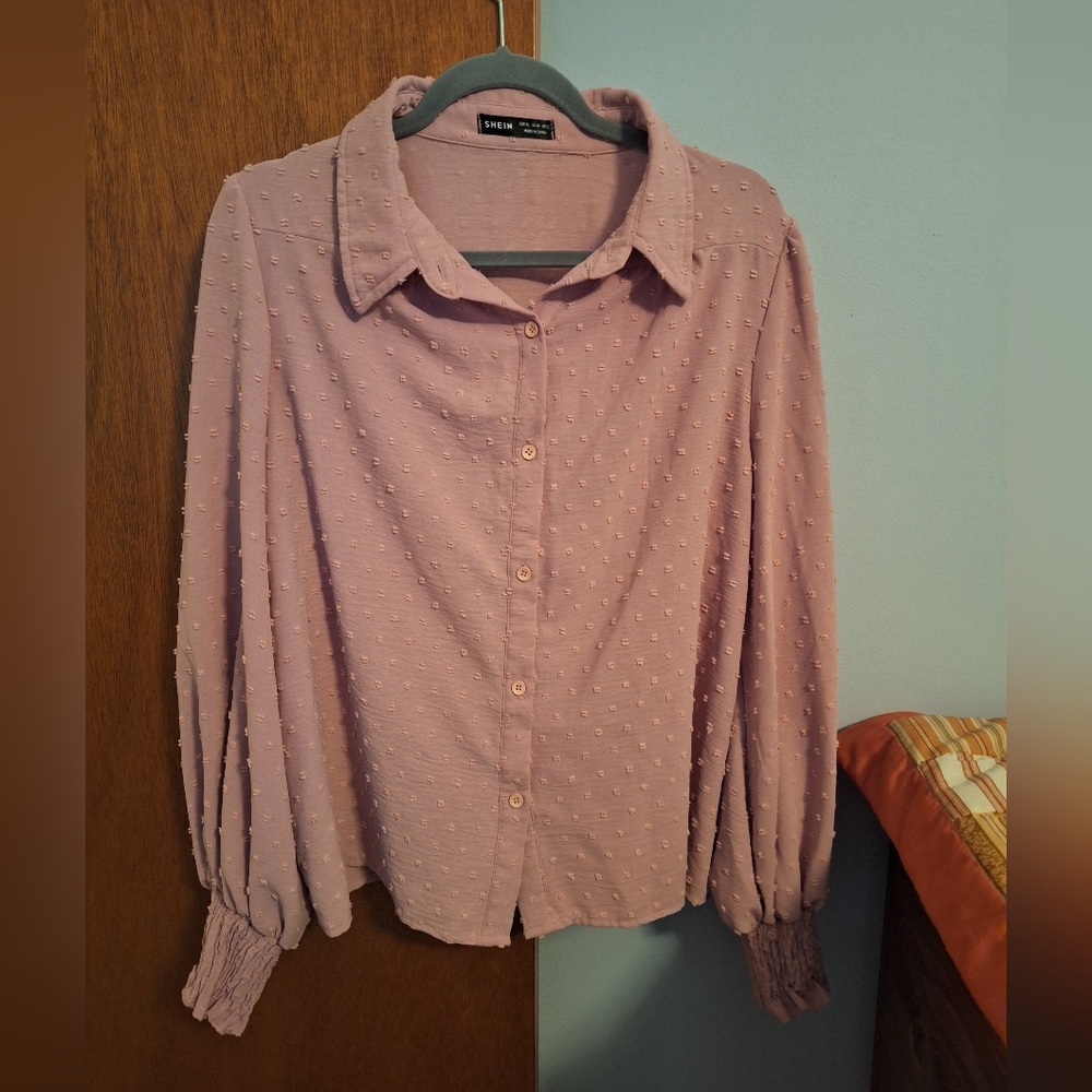 Final Price* Shein Mauve Button Down Women's Shirt With Textured Fabric Size XL